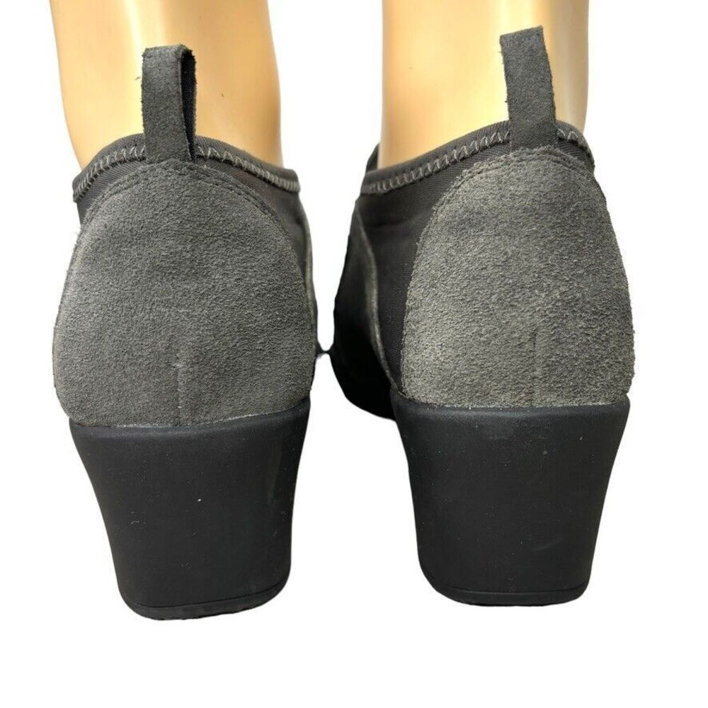 Aerosoles Gray Suede Black Accent Slip on Mid Wedge Bootie Womens Size 7 M - Picture 7 of 11